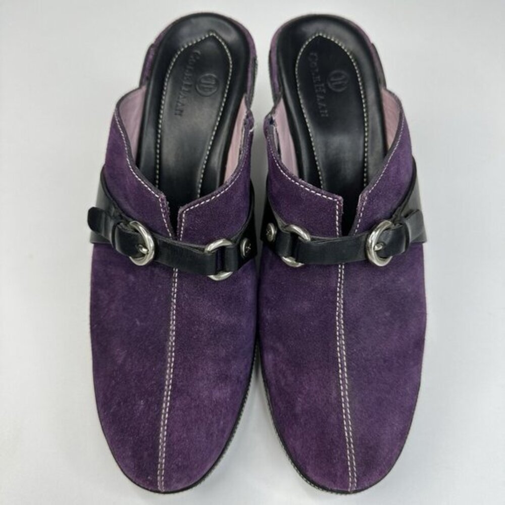 Cole Haan Womens Jianna Purple Suede Leather Buckle‎ Mule Heels D17860 Size 8 B